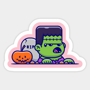 Cute Frankenstein rise from the grave Cartoon Sticker